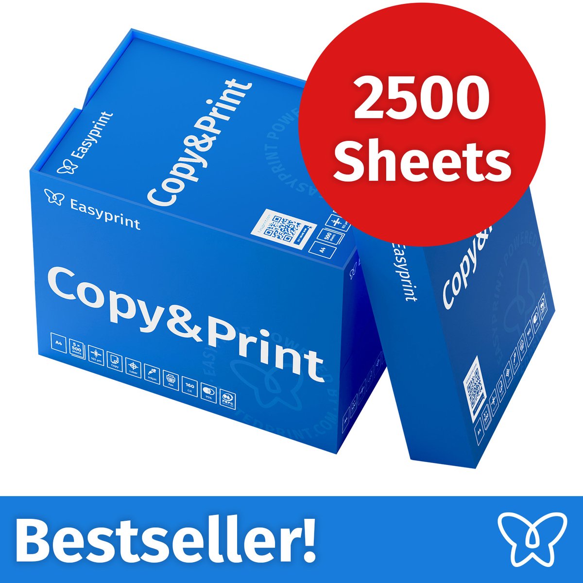 Easyprint Printerpapier kopieerpapier 2500 vellen 5 x 500 A4 premium wit testwinnaar PEFC