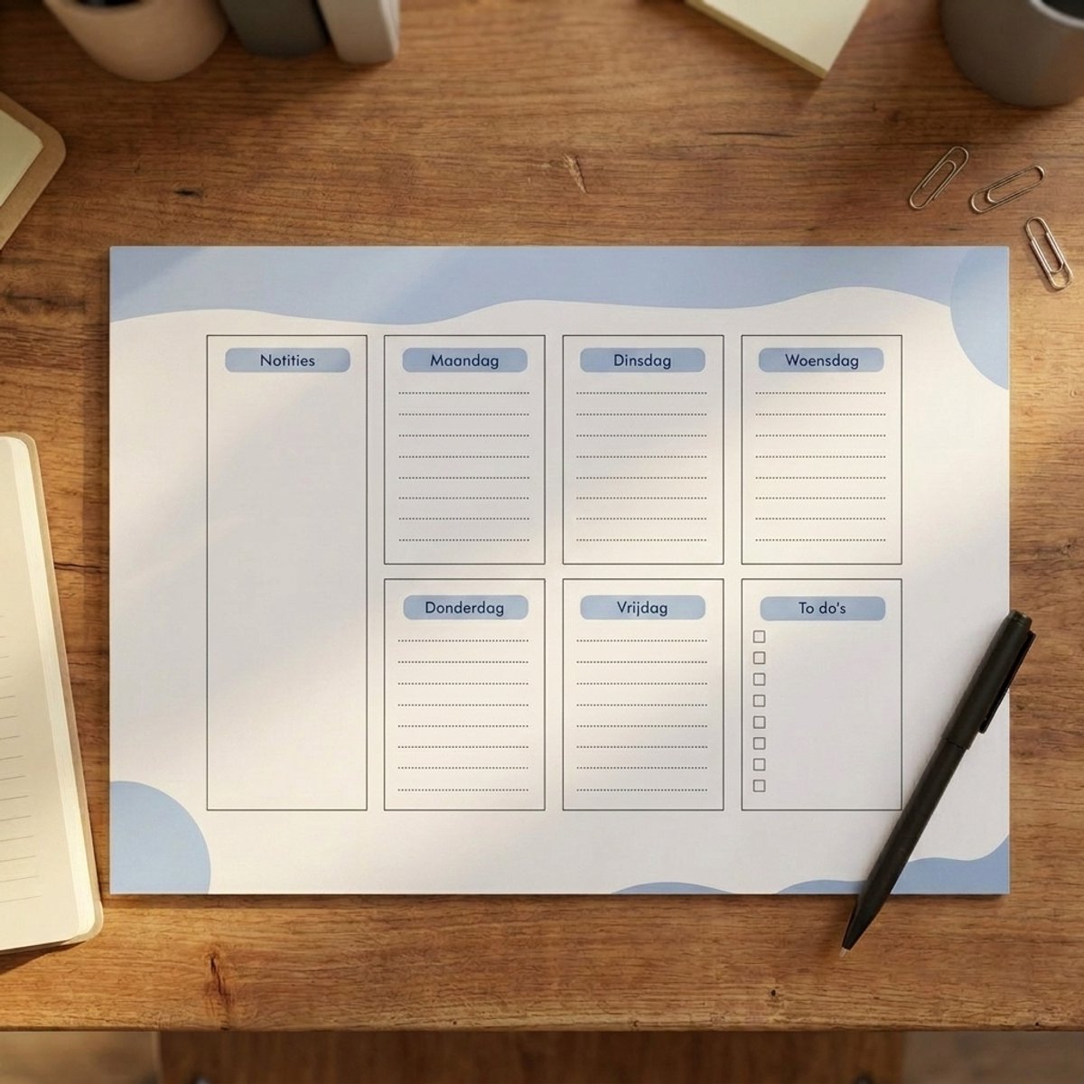 Bureaulegger | Weekplanner | Zwart-Wit | 30 vellen | Bureaulegger papier | A3-formaat | Juf | Meester | Fotofabriek