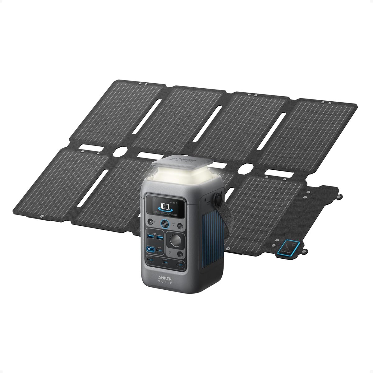 Anker SOLIX C300 DC Powerbank Powerstation + 100W Solarpanel, 288Wh Akku für mehrere Geräte, LiFePO4 Akku, 300W Solargenerator, Für Camping, Reisen, Notfälle (Netzteil nicht im Lieferumfang)