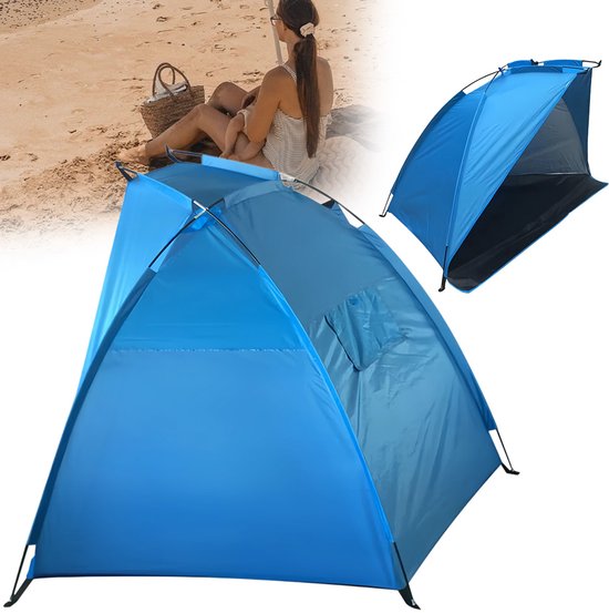 Zonneschermtent - Strandtent - Kampeertent - Waterdicht - UV-bescherming - Opvouwbaar - 220x120x120 CM - Blauw — afbeelding 3
