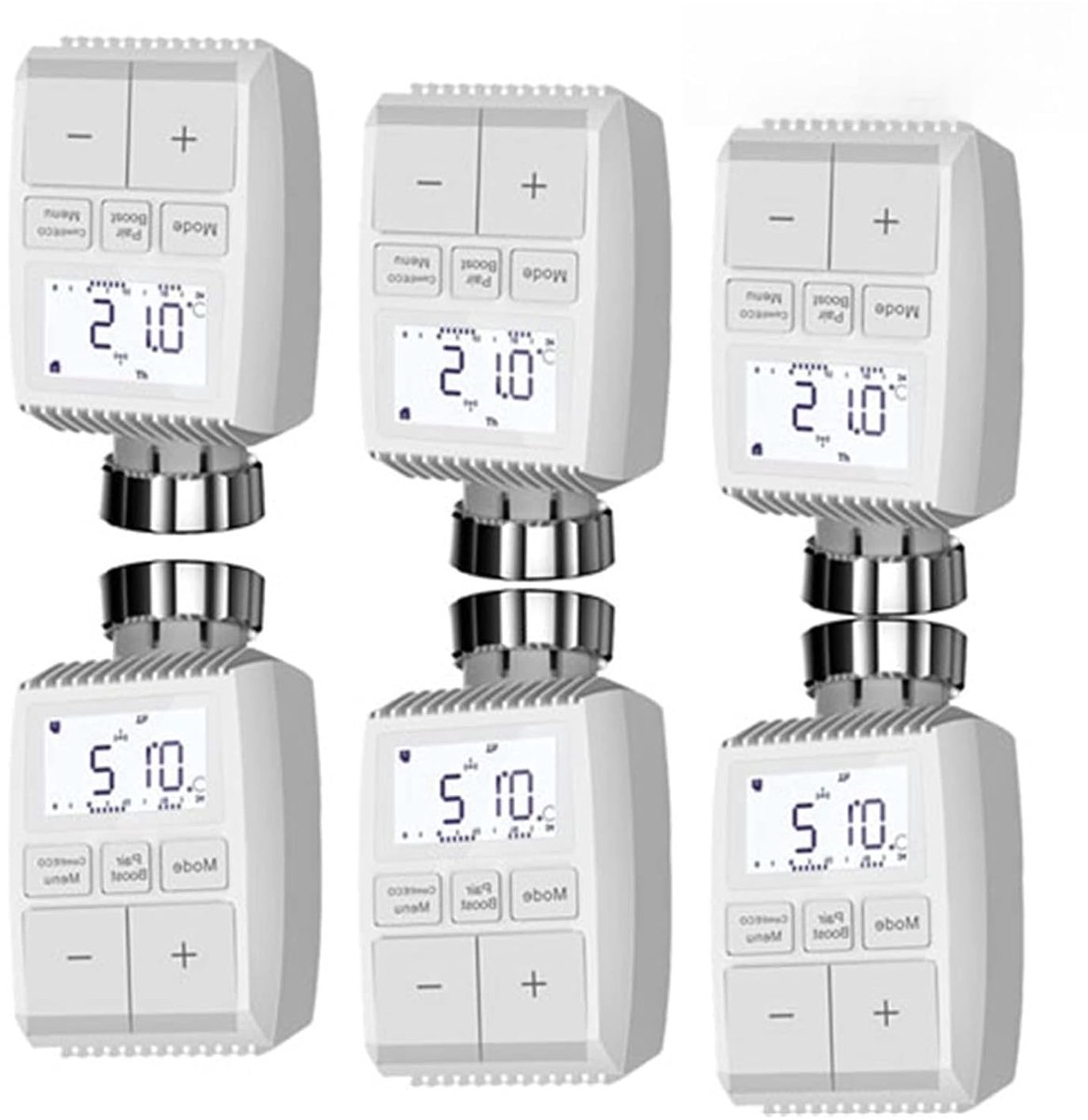 Slimme Thermostaat - Temperatuurregelaar - Energie Besparen - Spraakbesturing - 6 Stuks - Wit