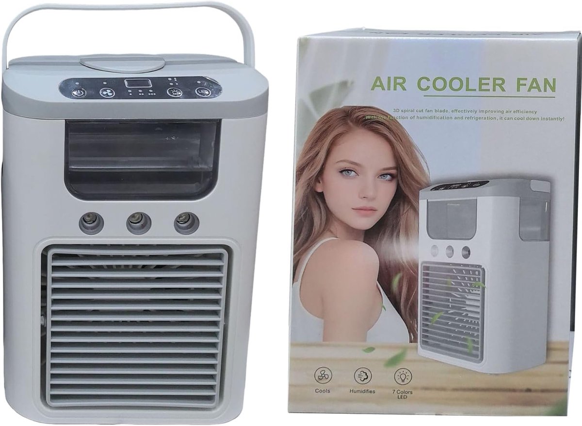 Airconditioning Ventilator - Nevelkoeler - Persoonlijke Koeling - Draagbaar Stil Ontwerp - 23.5 cm Hoog - Grijs
