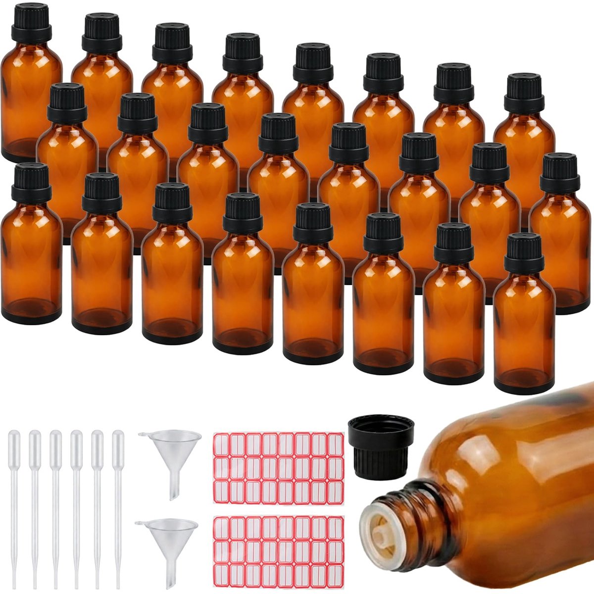 Dailygoods- Glazen Fles 50 Milliliter - Bruine Beugelfles - Glazen