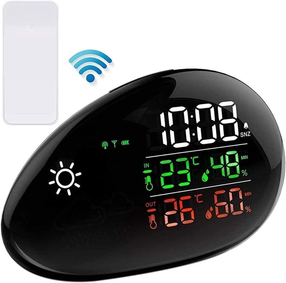 Weerstation Digitaal - Temperatuur Monitor - Binnen Buiten Meten - Groot LCD Scherm - N.v.t. - Zwart