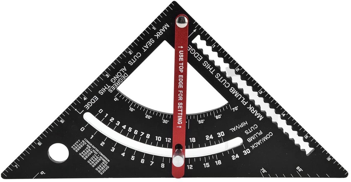 Dailygoods- Driehoekige Liniaal Verstelbaar - Aluminiumlegering - Multifunctioneel Houtbewerkingsgereedschap - Zijbereik 7 Inch - Lengte 194 mm - Dikte 5 mm - Meetlat