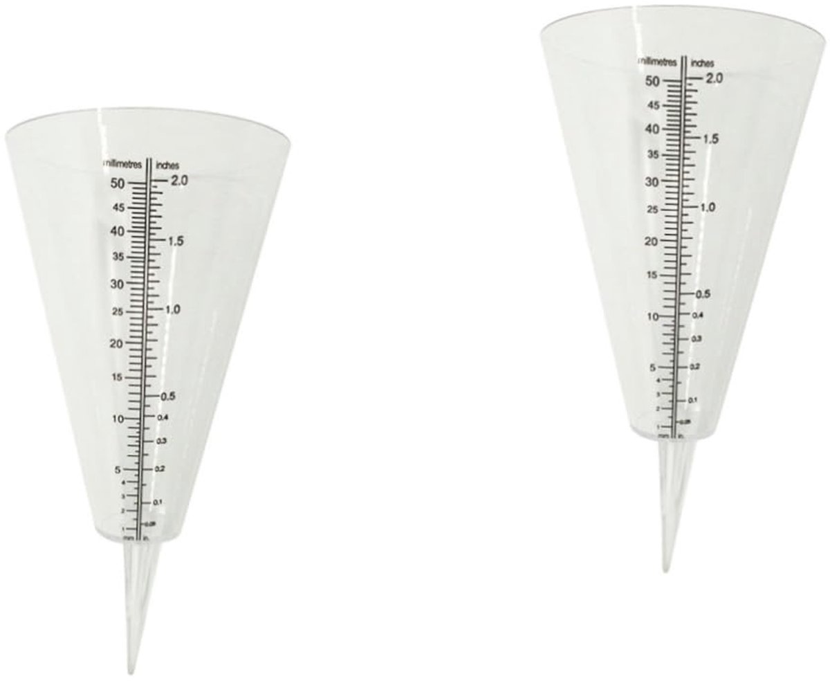 Regenmeter Set - Neerslagmeter Tuin - Tuinonderhoud Meten - Conische Vorm - 20x10 cm - Transparant