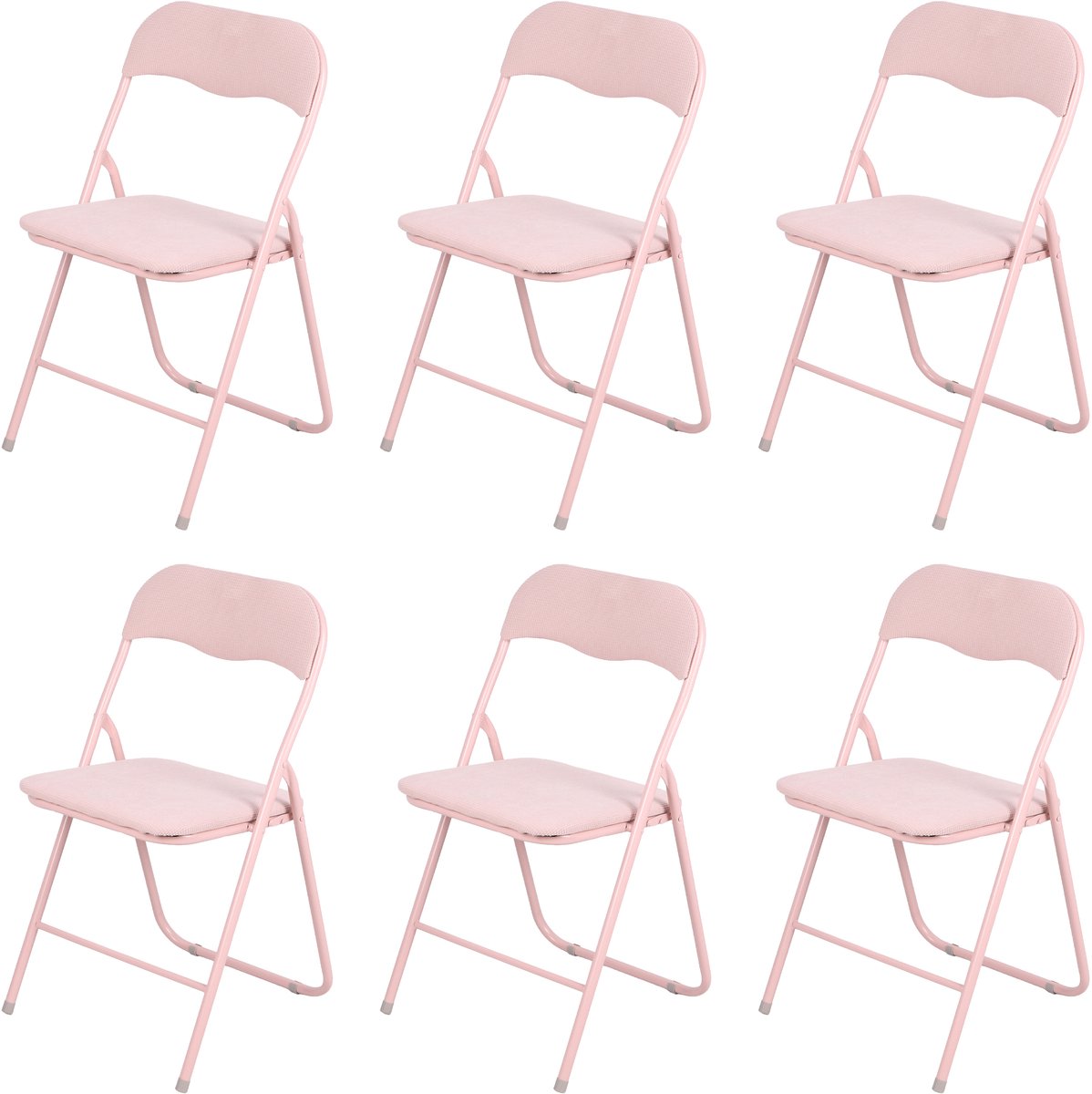 Set van 6 “TRENDY Opvouwbare stoel met wafelkatoenstof, roze 45x44xH80 cm ”