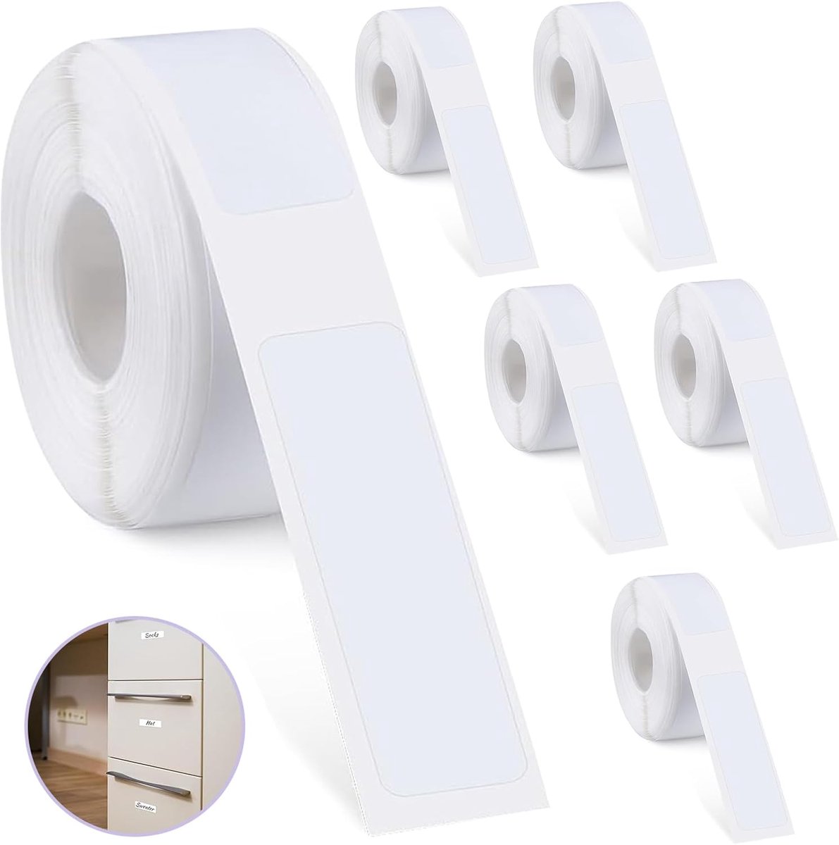 SnelShoppen - 6 Rollen Thermische Labels 12 x 40mm, 960 Zelfklevende Stickers, Waterdicht BPA Vrij, Ideaal voor Organisatie in Keuken, Kantoor en Opsl
