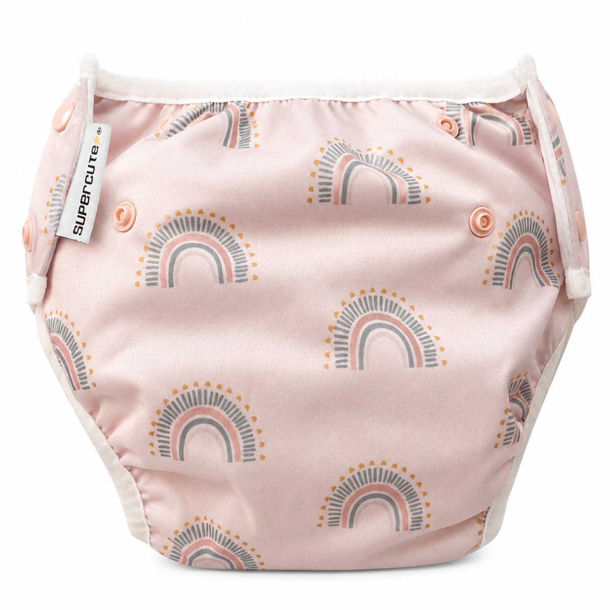 Supercute - Wasbare - Zwemluier - Verstelbaar - Regenboogjes - Roze -Zwemmen - Baby zwemmen - 0 - 3 jaar - Meisje - Jongen - Milieu vriendelijk - Babyspa - Kraamkado