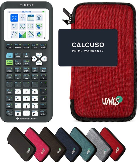 TI-84 Evo-T incl. WYNGS Beschermhoes Rood - Grafische Rekenmachine - Basis Pakket