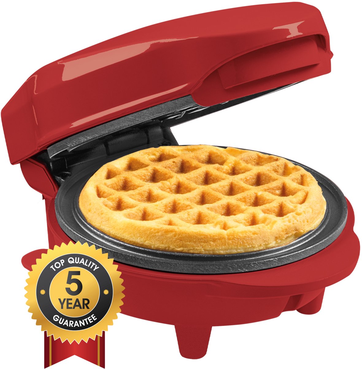 Bestron Wafelijzer - AMW500XMR - 550W - Mini wafel - Anti aanbaklaag - Mat Rood - Kersteditie- 5 jaar garantie