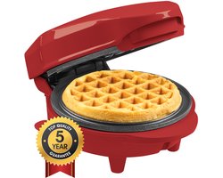 Bestron Wafelijzer - 550W - Mini wafel - Anti aanbaklaag - Mat Rood - Kersteditie- 5 jaar 