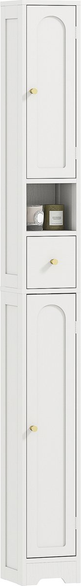 HOMCOM Badkamerkast - Spaanplaat - 20 x 20 x 185 cm - Wit