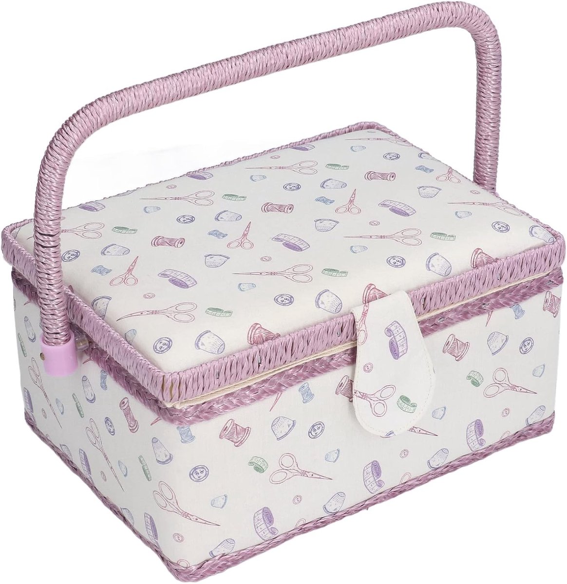 Naaimand - Naaikast Organizer - Naaibenodigdheden Opbergen - Ingebouwd Speldenkussen - 24 x 17.5 x 12.5 cm - Klassiek Stofontwerp