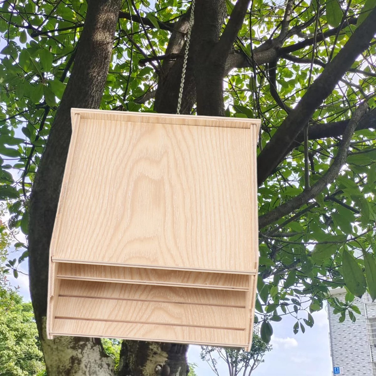 Dailygoods- Vleermuishuis Duurzaam Hout - Vleermuiskast voor Buiten - Vleermuisbenodigdheden - Eenvoudig te Installeren - Afmetingen 24x18,3x7cm - Inclusief 14 Schroeven