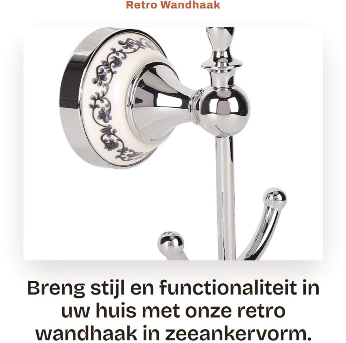 Dailygoods- Wandhaak Decoratief - Wandhaak Keramiek/Zink - Wandhaak Retro - Wandhaak voor Jas/Sjaal - Wandhaak voor Handdoek/Sluitingen - Ruimtebesparend Ontwerp - Wandhaakje