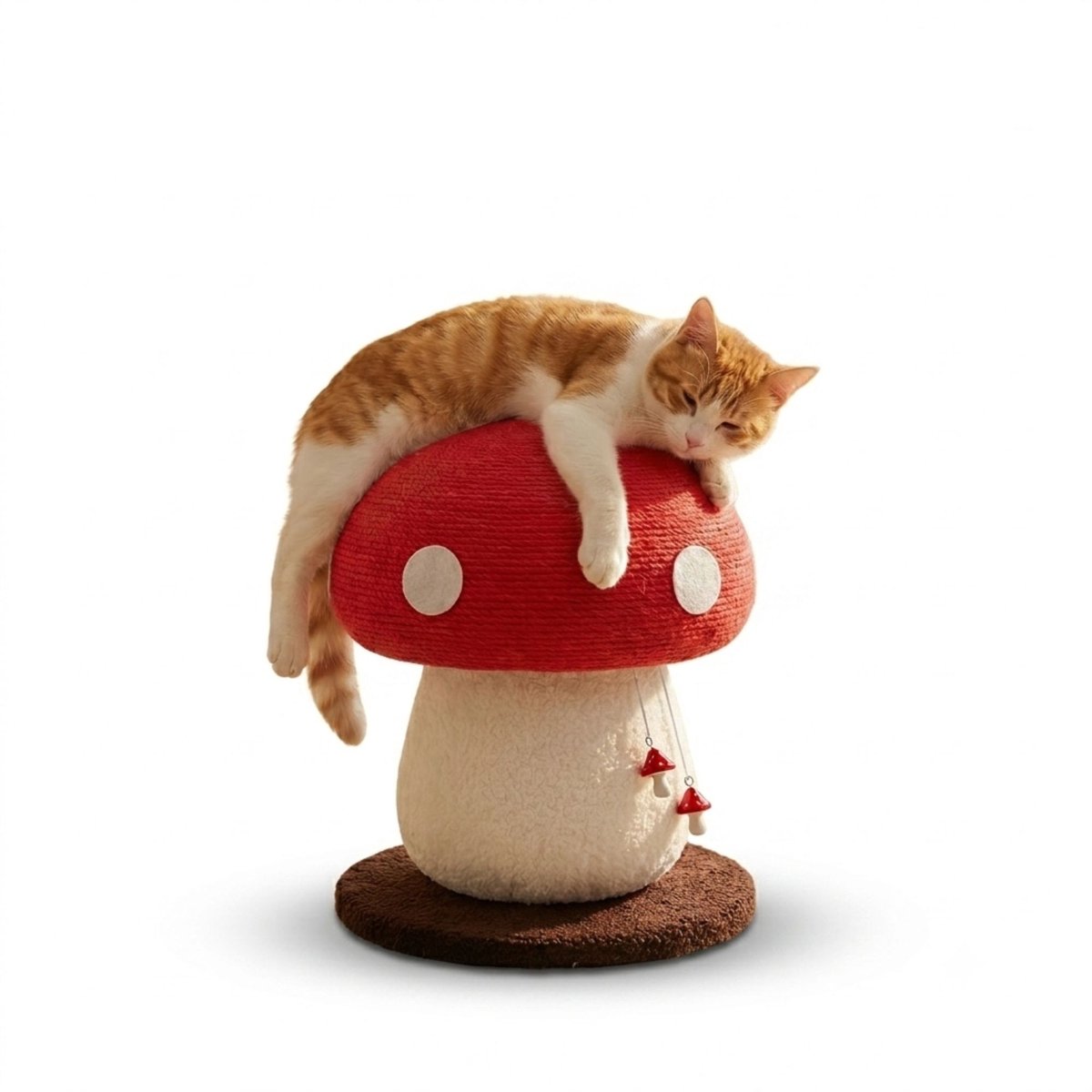 Hutjemutje - krabpaal - krab meubel - kattenklimpaal - paddenstoel - speelgoed - sisal touw- duurzaam - 28x28x34 cm - rood & wit