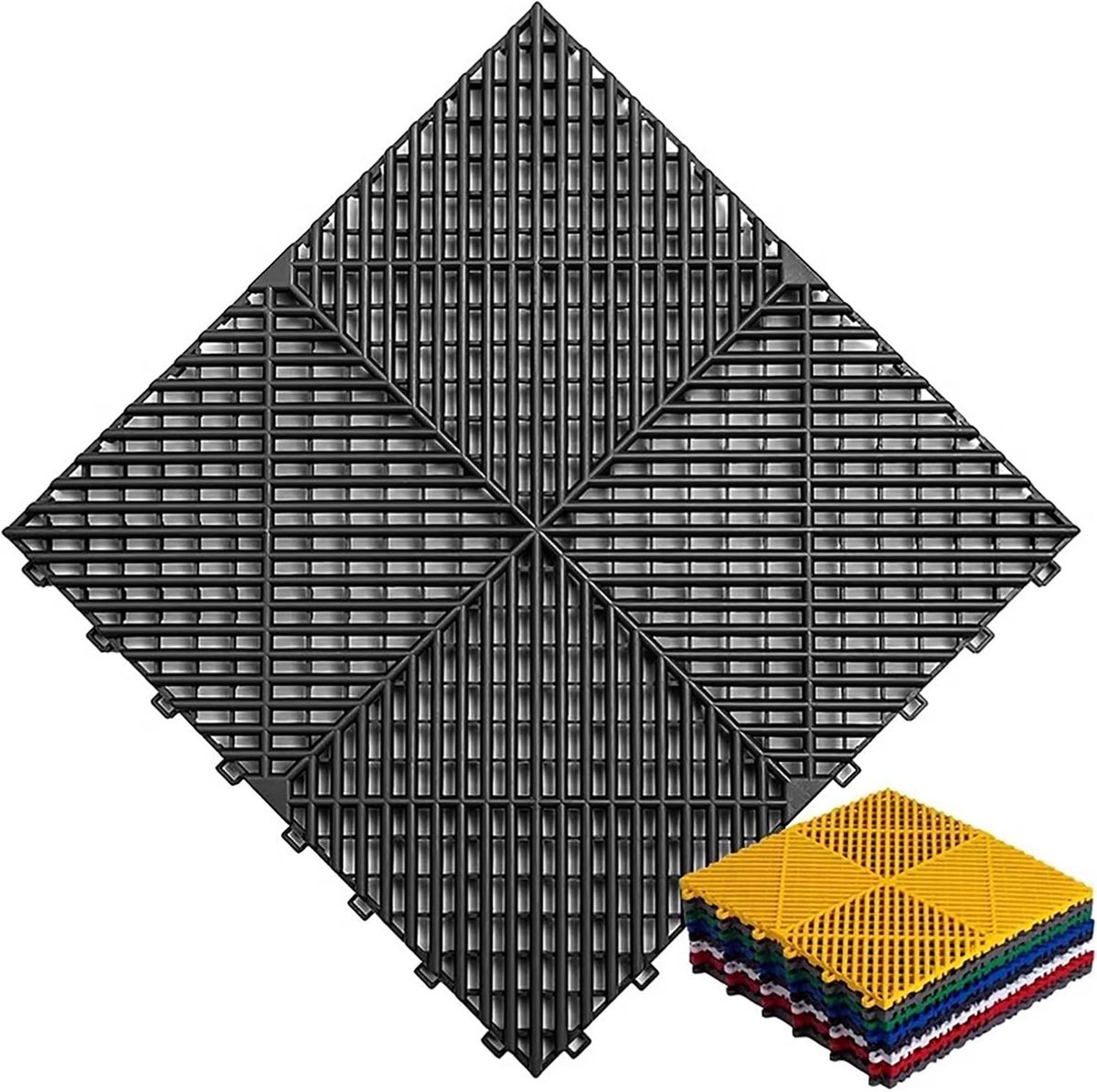Vloertegels - Garage Tegels - Werkplaats Beschermen - Zelfdrainerend Ontwerp - Set van 10 - Zwart
