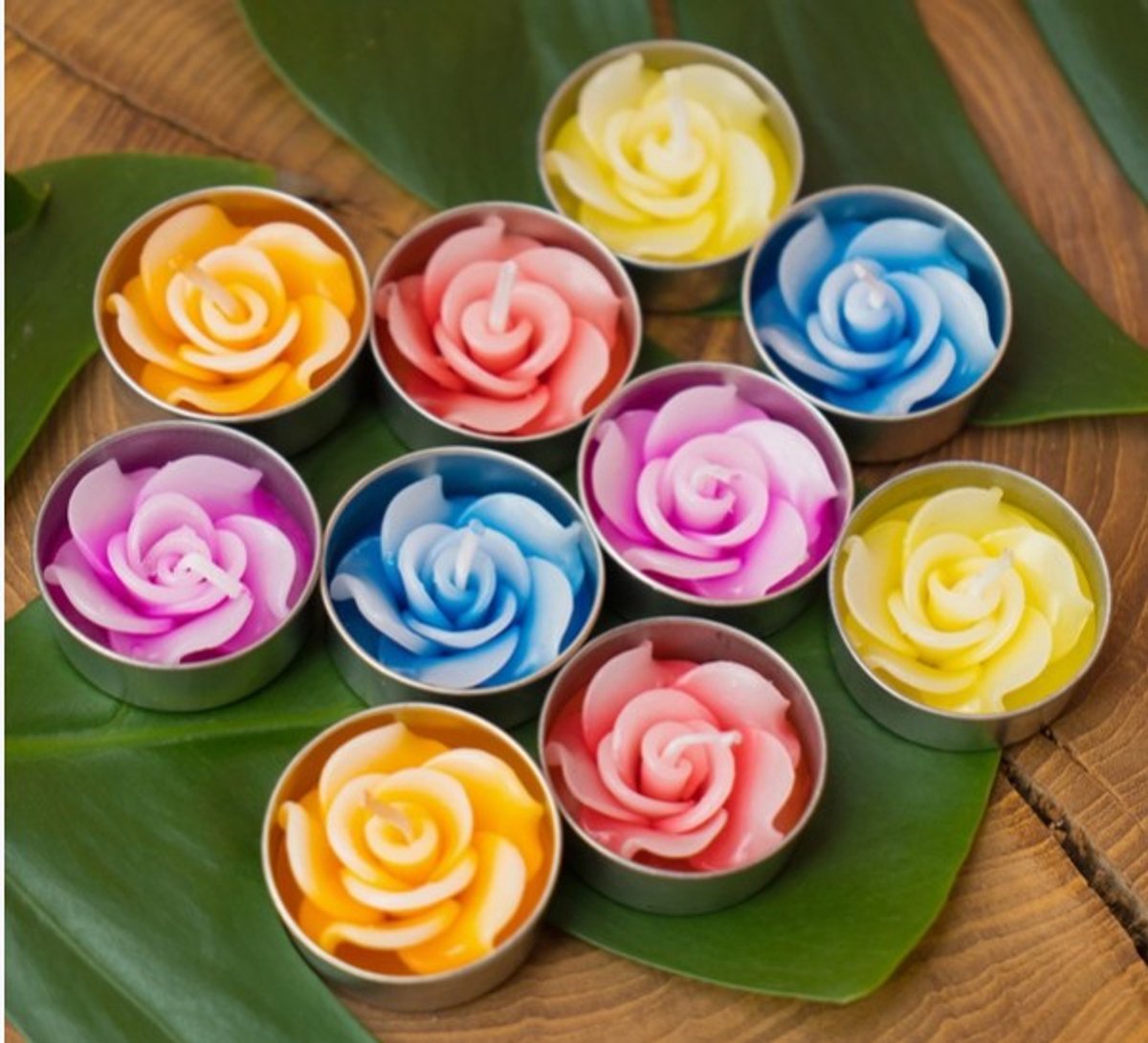 Namaste | 10 stuks theelichtjes | gekleurd | rozen | bloemen