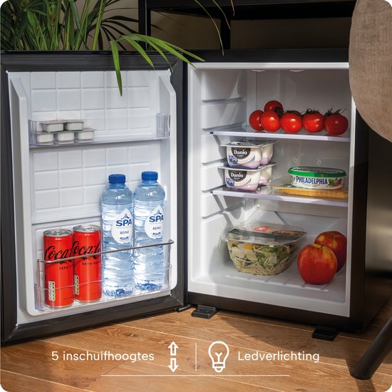 Mini Koelkast Vrijstaand 40 Liter - Tafelmodel Fridge met Instelbare Temperatuur - Minibar met Verstelbare Deurrichting - Zwart - BREND BR-2227 van MINI — afbeelding 3