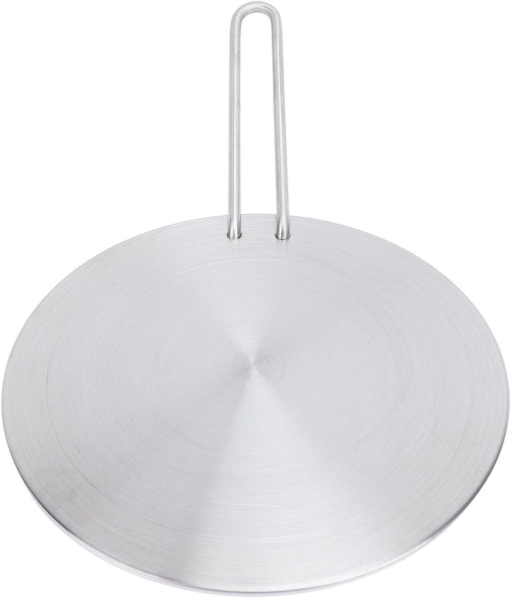 Warmteverspreider Plaat - Kookplaat Accessoire - Gelijkmatig Koken - Afneembare Handgreep - 20x20x2 cm - Zilverkleurig