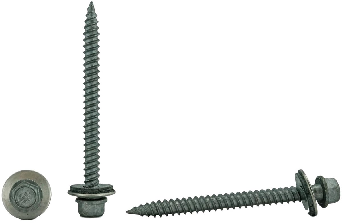 Dakbedekking Schroeven - Metaal naar hout - Golfplaten bevestigen - Zelfstartend met EPDM - 9 x 2 inch - Lichtgrijs