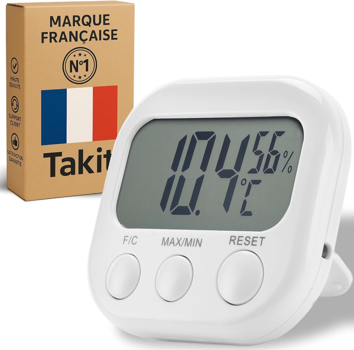 Binnen Thermometer Hygrometer - Luchtvochtigheid Meter - Klimaat Monitoren - Hoge Precisie Digitaal - 76 x 82 x 21 mm