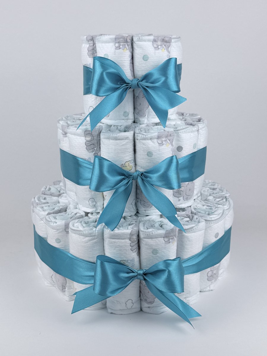 Chouette-Chouette | Luiertaart Neutraal | Kraamcadeau | Geboorte Jongen Meisje | Babyshower | Basic 64 Petrol