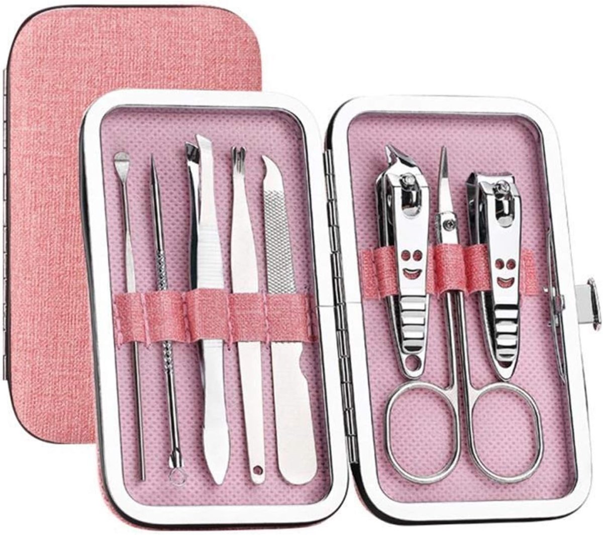 Manicure Set - Nagelknipper Kit - Persoonlijke Verzorging - Roestvrij Staal - 8 Delig - Roze