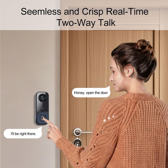 Draadloze Deurbel met Camera & 4,5" Monitor - Video Deurbel zonder WiFi/App/Cloud, Intercom met 2-Weg Audio, Nachtzicht, 120° Groothoek, Waterdichte Deurbel Buiten voor Huis & Appartement — afbeelding 5