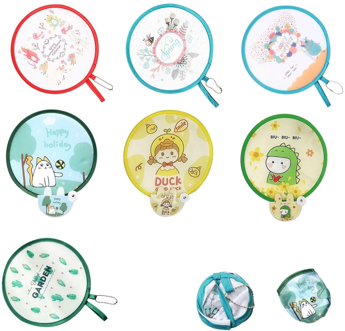 Dailygoods- Opvouwbare Vakken - 7 Stuks - Draagbaar - Decoratie voor Festival - Bruiloft - Polyester - Diameter 21 cm - Handwaaier