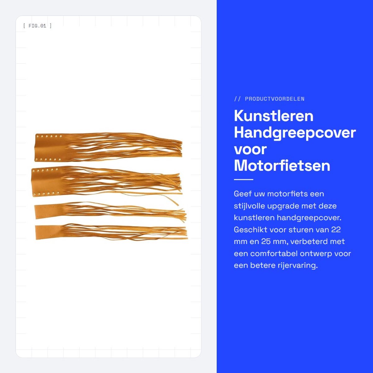 Dailygoods- Handgreepcover Universele Pasvorm 22 mm/25 mm - Kunstleer - Stijlvolle Decoratie - Comfortabele Rijervaring - Eenvoudige Installatie - Verbeterde Uiterlijk - Handvatbescherming