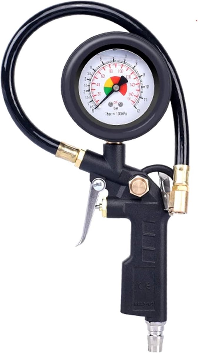 Bandenpomp Manometer - Luchtdruk Meter - Bandenspanning Controleren - Hoge Precisie - 0-220psi - Zwart