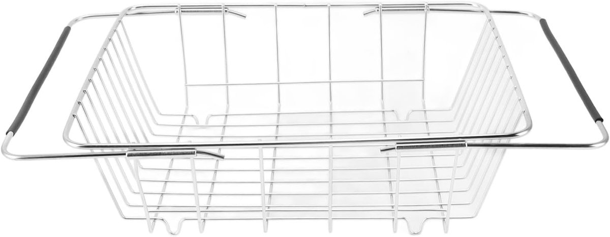 Vries organizer - Koelkast mand - Voedsel opslag - Uitschuifbare handgrepen - 35 x 26 x 11 cm - Zilver