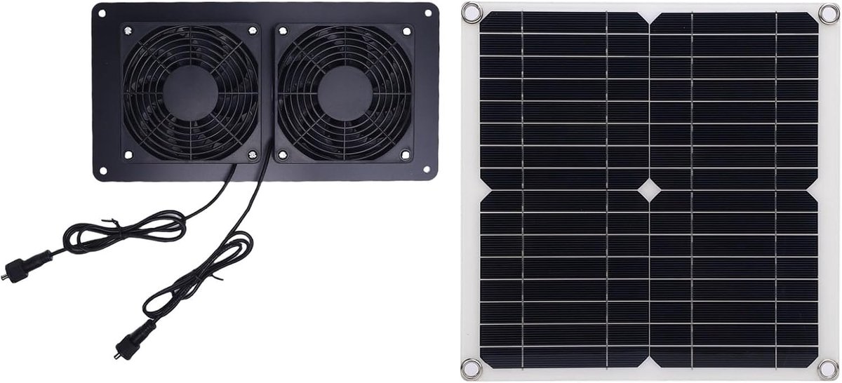 Zonne Afzuigventilator - Dubbele Ventilator Set - Luchtcirculatie Buiten - Dubbel Ventilat