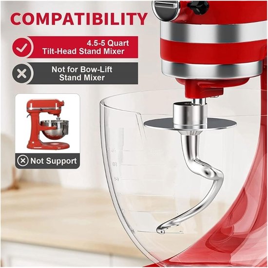 Mixer Deeghaak - Stand Mixer Accessoire - Zwaar Deeg Mengen - Roestvrij Staal Materiaal - 50 gram - Zilverachtig van Merkloos — afbeelding 2