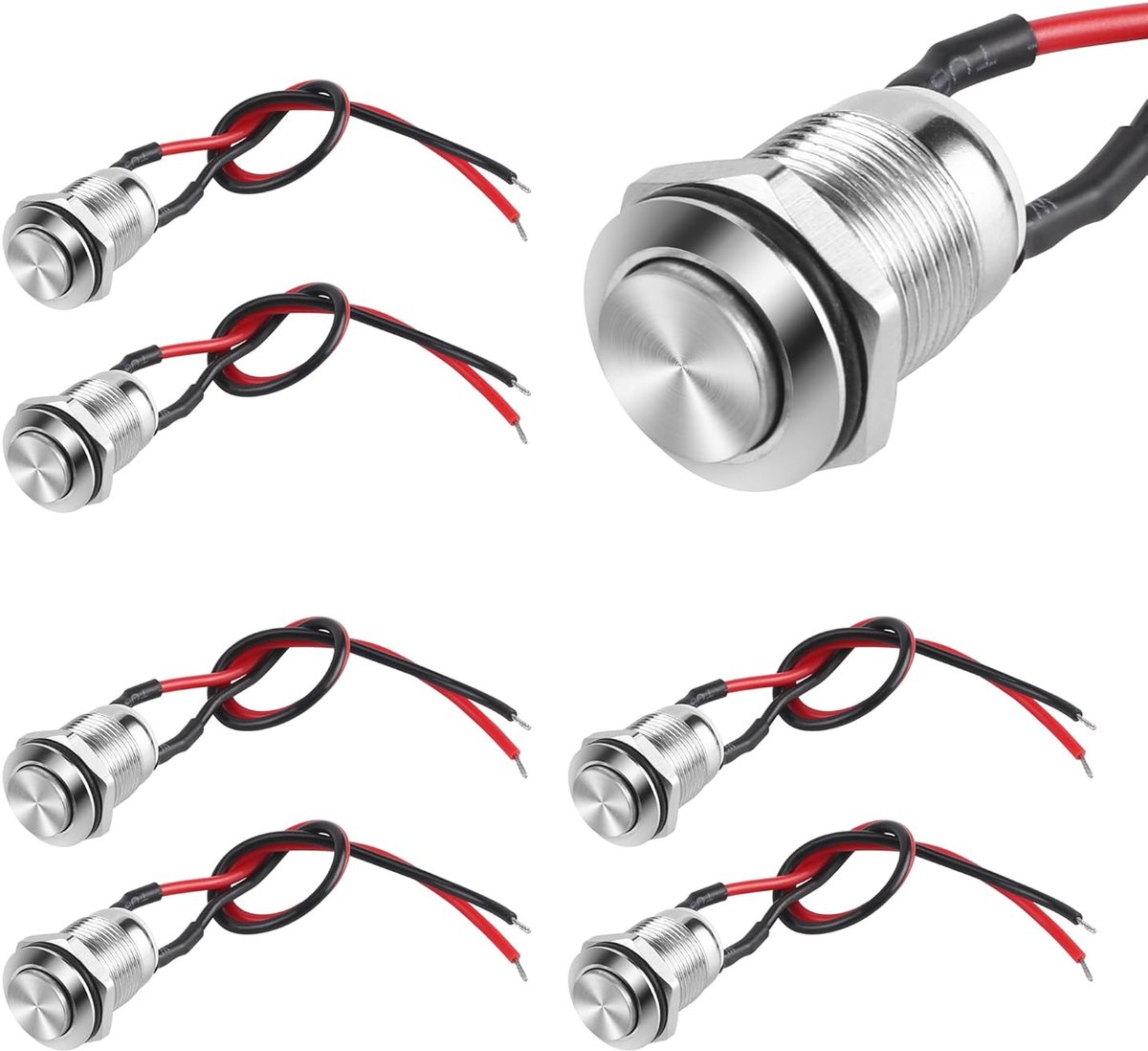 Metalen Drukknopschakelaar - Momentane Schakelaar - Elektrische Circuits - Volledig Waterdicht - 12 mm - Zilver
