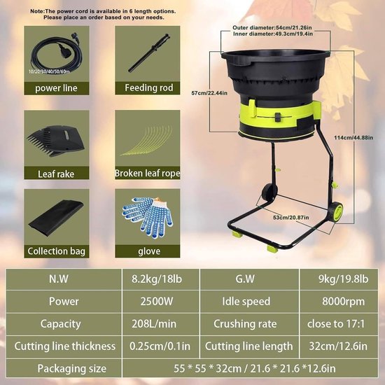 Hakselaar - Shredder elektrisch - Voor Takken en Planten - Inclusief Opvangzak - Versnipperaar - Houtverwerking — afbeelding 4
