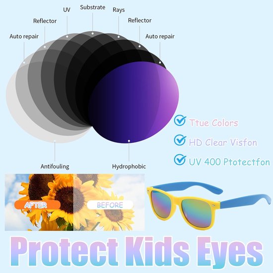 6 stuks kinderzonnebrillen - UV400-bescherming - kleurige zonnebrillen - zomer zonnebril - feestartikelen voor kinderen — afbeelding 4