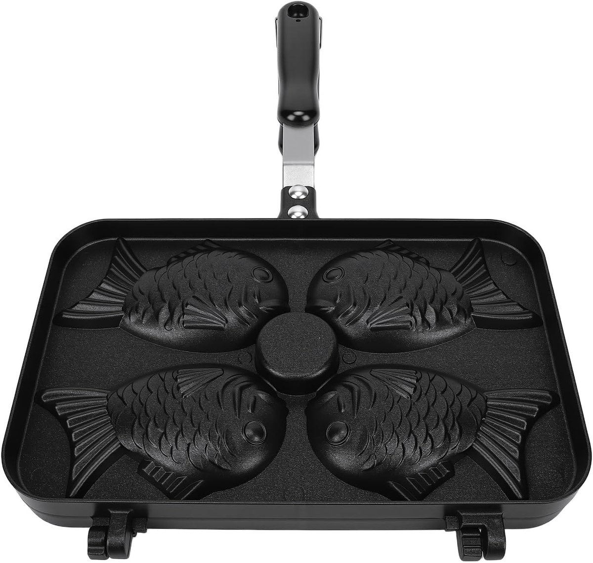 Wafelmaker Visvorm - Pannenkoekvorm - Thuis bakken - Dubbelzijdig bakken - 38x25x5 cm - Zwart