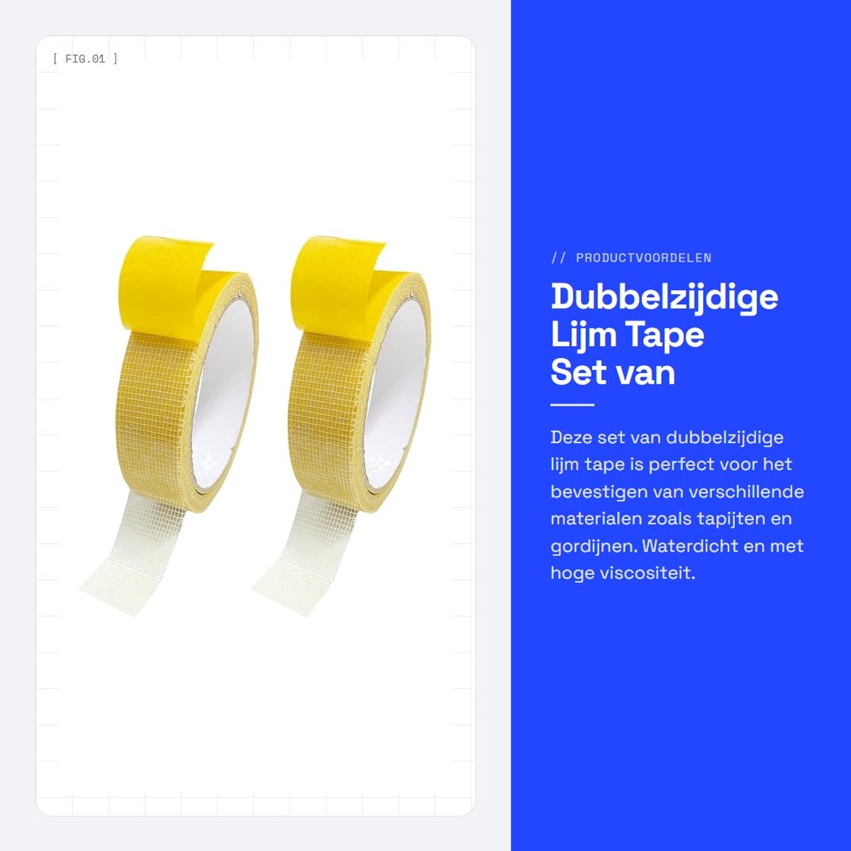 Dailygoods- Dubbelzijdige Lijm Hoge Viscositeit - Waterdichte Tape - Tapijt Bevestiging - Gordijn Stickers - 2 Rollen - 25Mm x 10M
