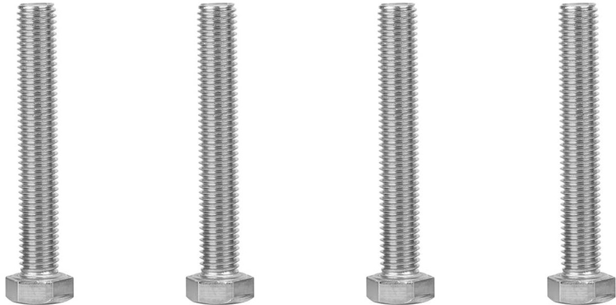 Dailygoods- Zeskantbouten M8 x 130 mm - 4 Stuks - Roestvrij Staal - Duurzaam - Bevestigingsmiddelen - Ideaal voor Machines/Auto's