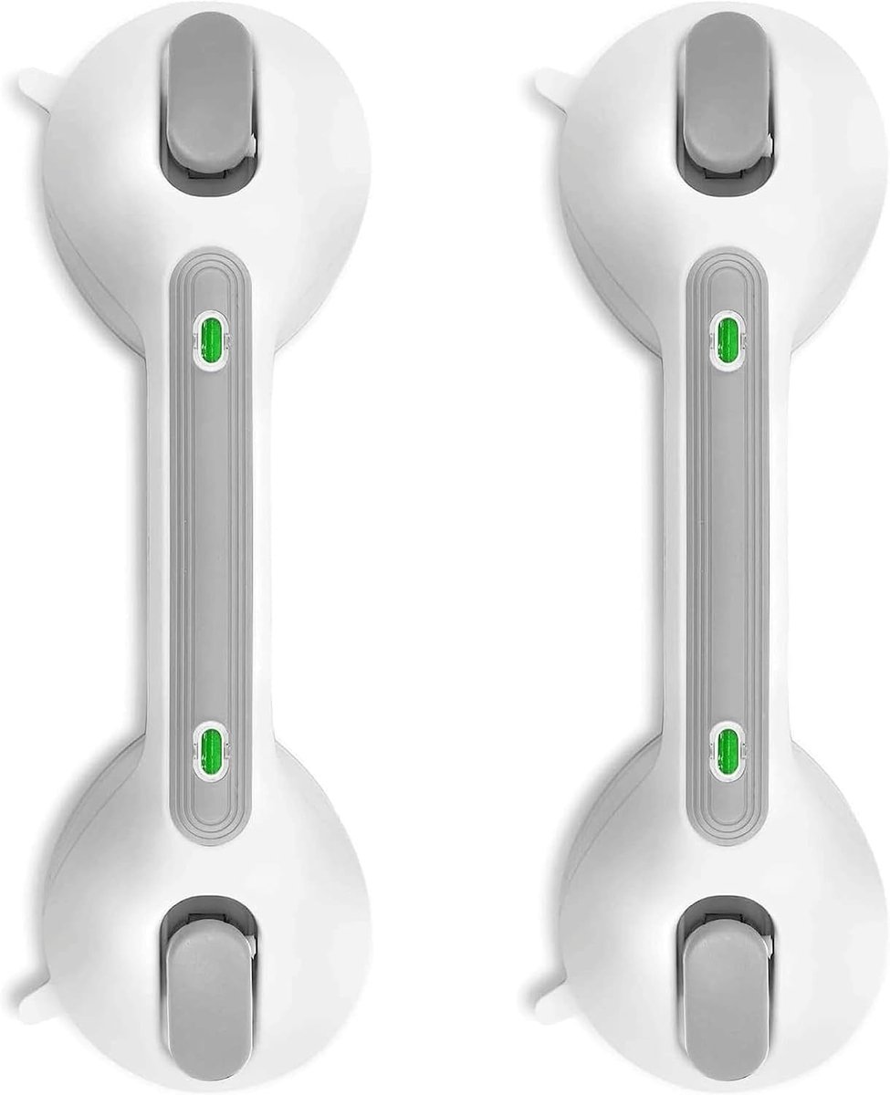 Zuiggrijprekken Badkamer - Zuignap Handgrepen - Veilig Douchen - Indicator Veilige Installatie - 30 cm - Wit
