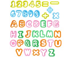 Dailygoods- Cookie Snijders 41-delige Set - Cijfer Snijders - Wiskundige Symbolen - Kleurrijke Alfabet Snijders - Duurzame Fondant Snijders - Voor Leren van Letters en Cijfers - Koekjesvormpjes