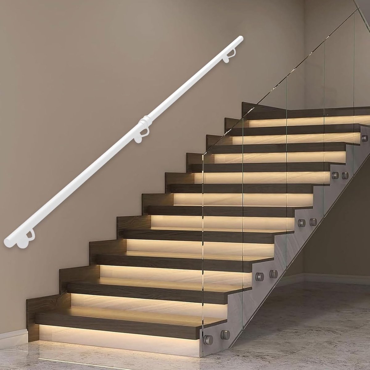 Trapleuning Metaal - Grijpbeugel Wand - Veilig Trap Lopen - Smeedijzer Gegalvaniseerd - Tot 600 cm - Zwart