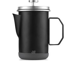 Franse pers koffiezetapparaat - Koffiepot waterkoker - Verse koffie zetten - Opvouwbaar handvat - 1L Capaciteit - Zwart