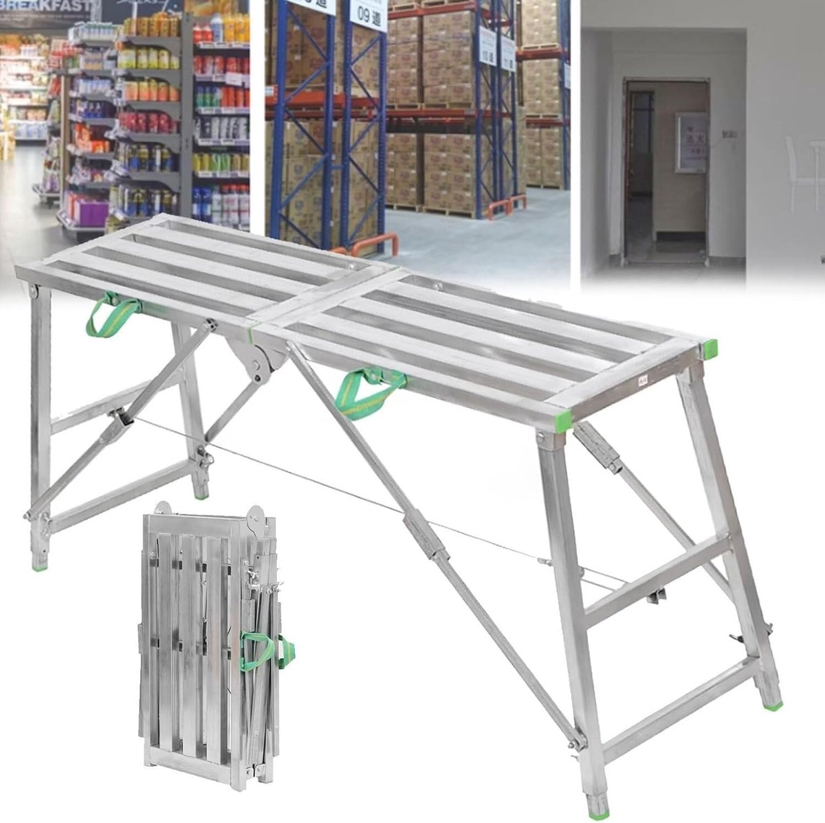 Werkplatform Steiger - Werkbank Ladder - Klus Klussen - Verstelbare Hoogte - 160cm - Zilver