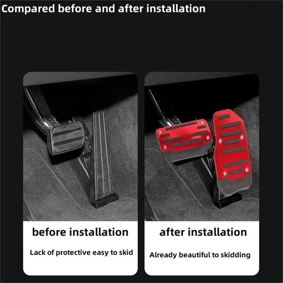 Pedaal Bekleding - Auto Pedalen - Veiliger Rijden - Antislip Oppervlak - Automatische Transmissie - Rood — afbeelding 2