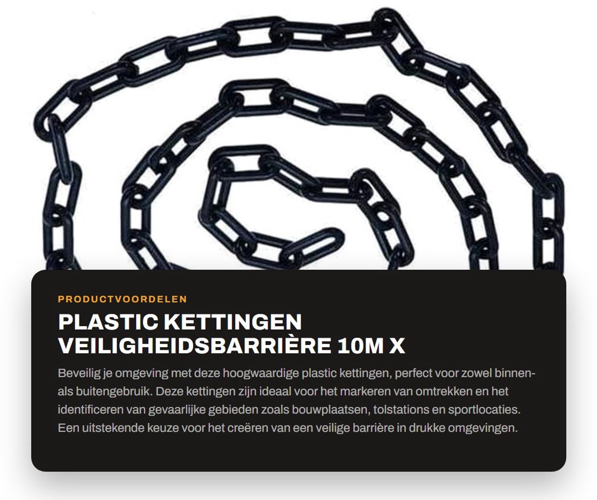 Dailygoods- Plastic Ketting 10m x 6mm - Barrière - Veiligheid - Decoratief - Multifunctioneel - Geschikt voor binnen/buiten gebruik - Barrièreketting