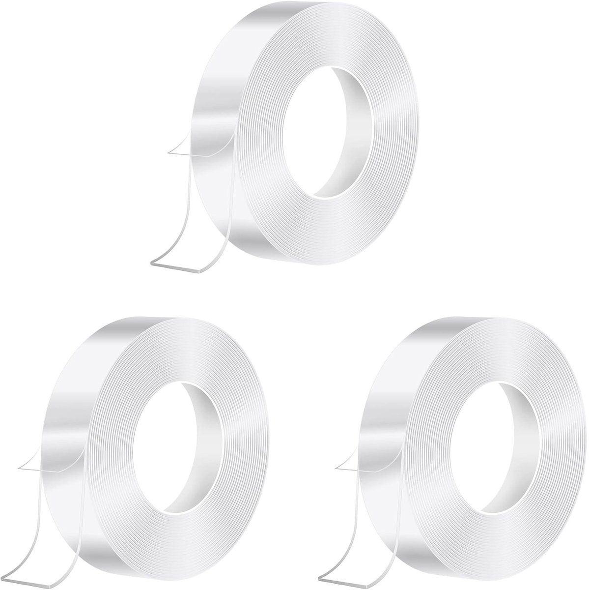 Dailygoods - 3 dubbelzijdige plakband, rollen premium nano-tape, dubbelzijdig plakband, extra sterk, geschikt voor tapijt, keuken, feest, fotoposter (3 m)